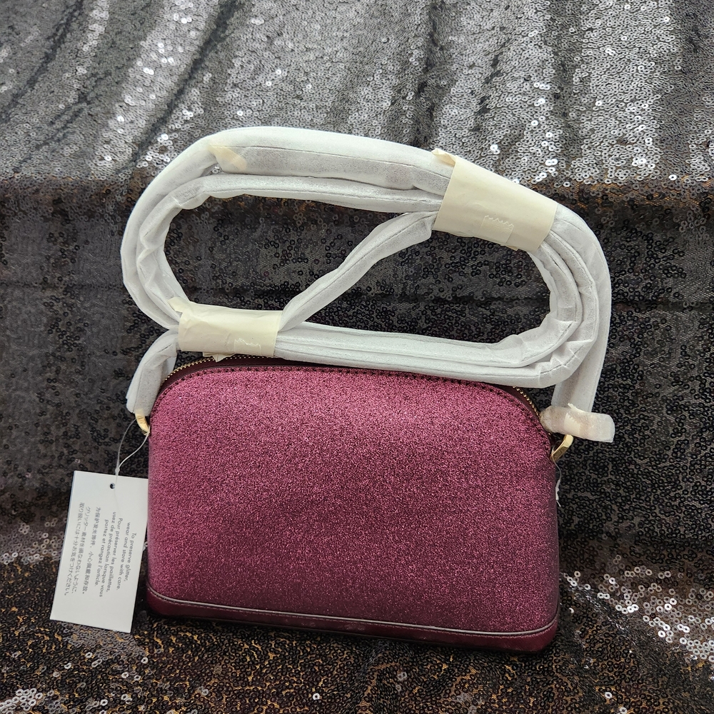Kate Spade Deep Berry Red Glitter Small Dome Crossbody Bag - Picture 2 of 8